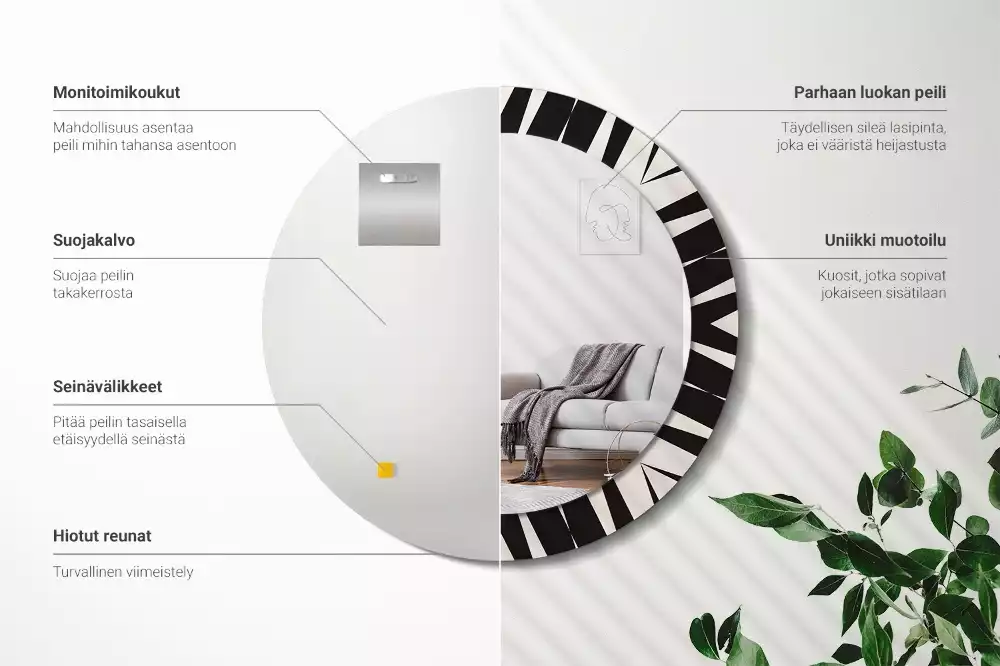 Kerek tükör fali dísz Absztrakt geometria