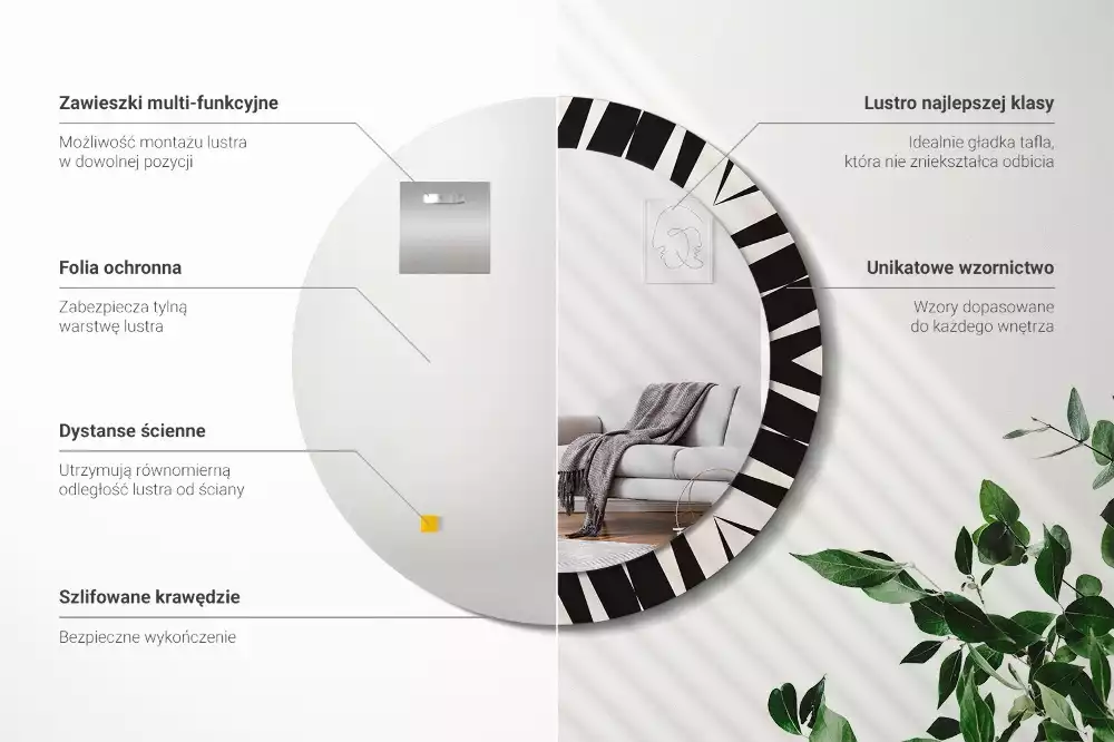 Kerek tükör fali dísz Absztrakt geometria