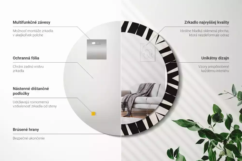 Kerek tükör fali dísz Absztrakt geometria