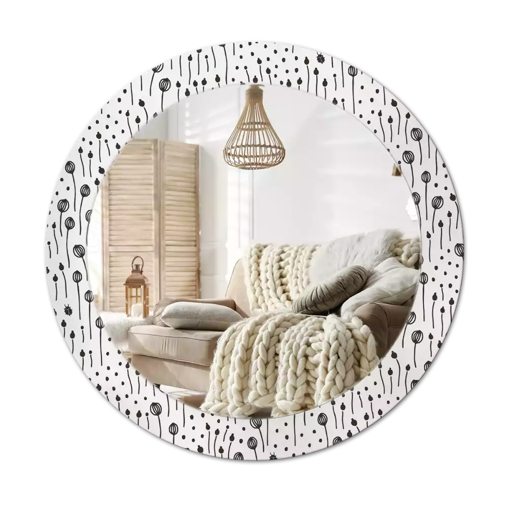 Kerek tükör fali dísz Virágrajz