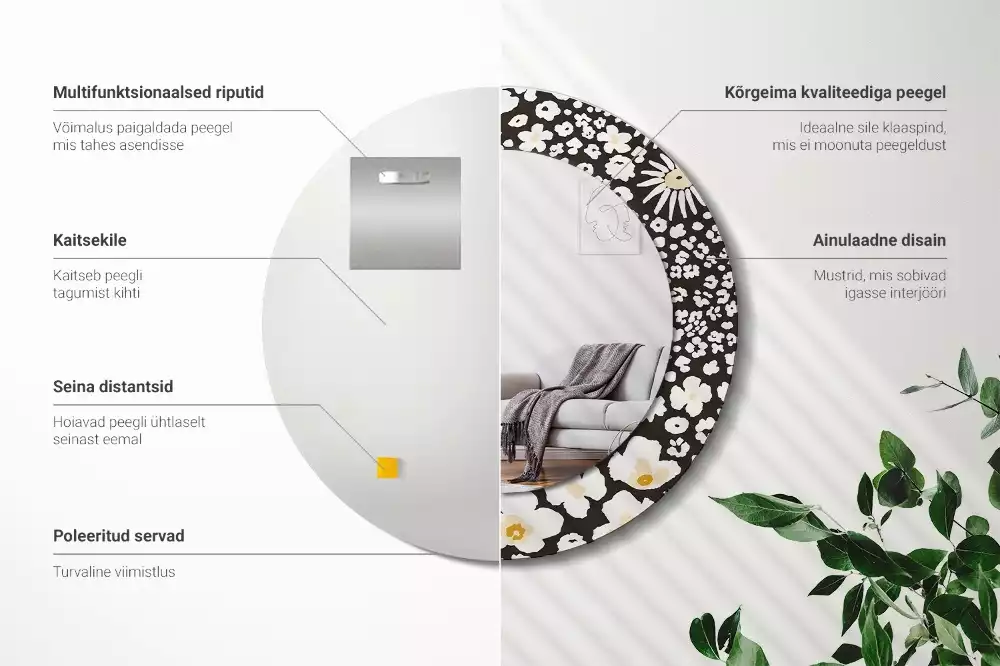 Kerek tükör fali dísz Százszorszépek