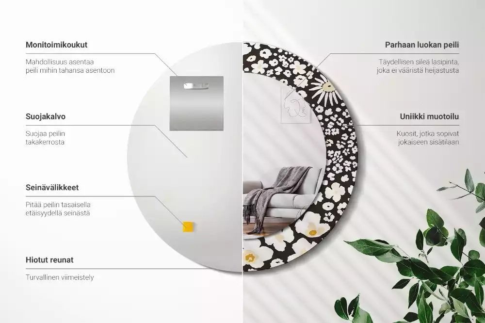 Kerek tükör fali dísz Százszorszépek