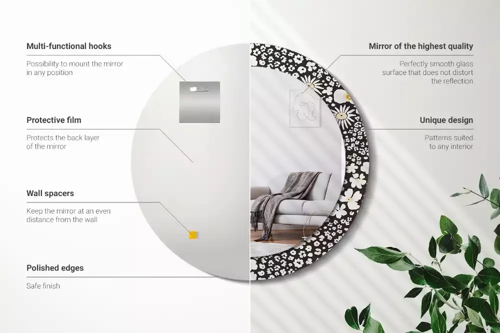 Kerek tükör fali dísz Százszorszépek