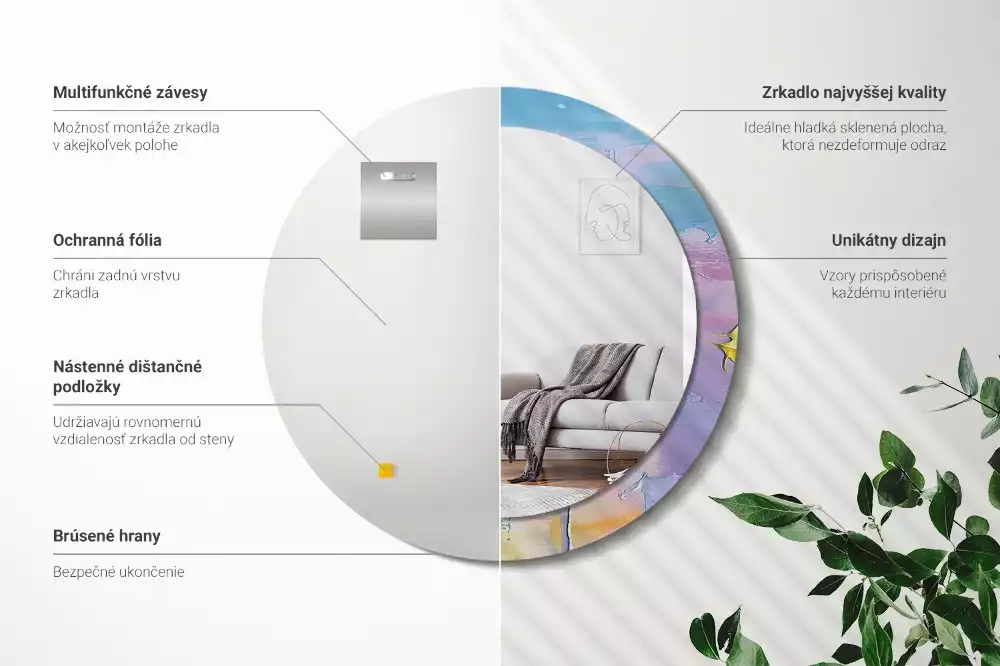 Kerek tükör fali dísz Olajfesték textúra