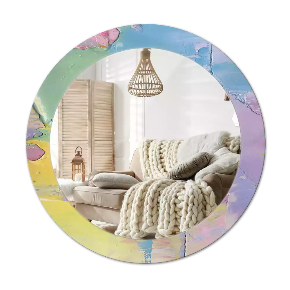 Kerek tükör fali dísz Olajfesték textúra