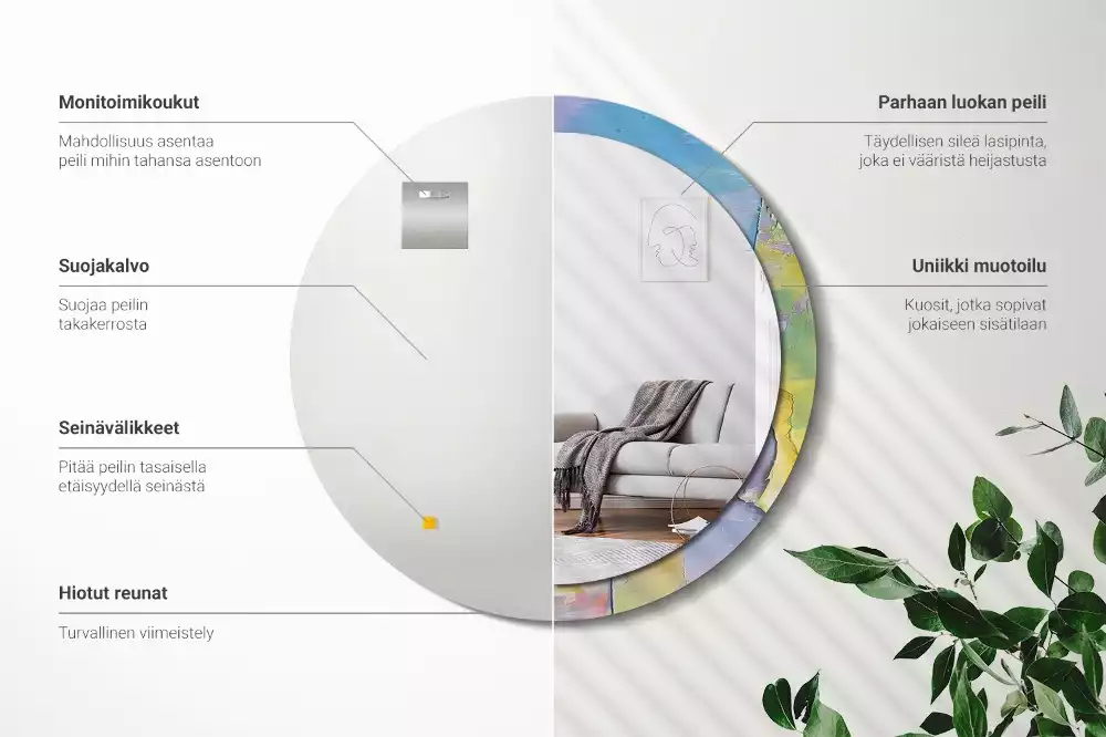 Kerek tükör fali dísz Olajfesték textúra