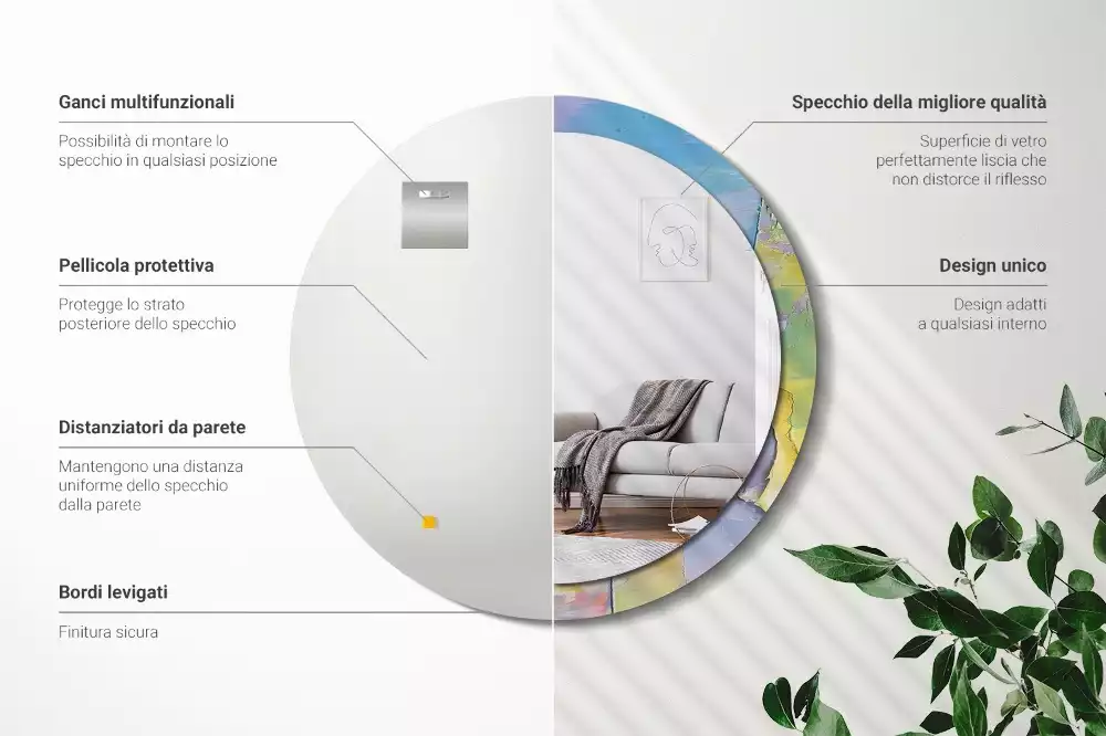 Kerek tükör fali dísz Olajfesték textúra