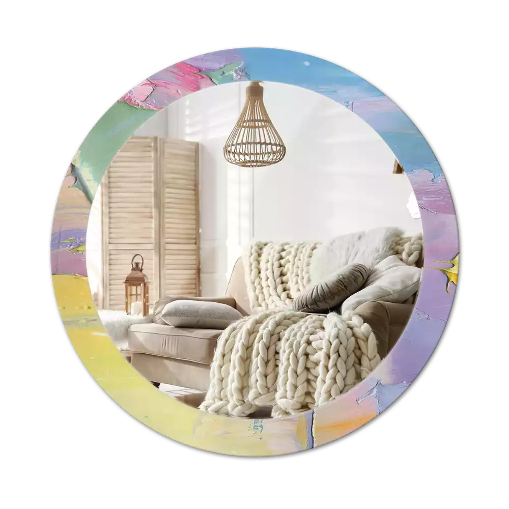 Kerek tükör fali dísz Olajfesték textúra