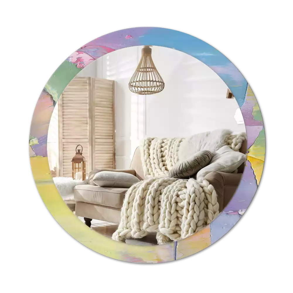 Kerek tükör fali dísz Olajfesték textúra