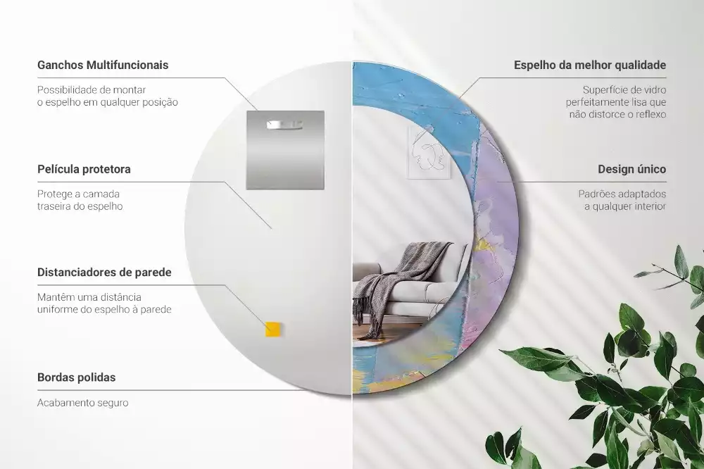 Kerek tükör fali dísz Olajfesték textúra