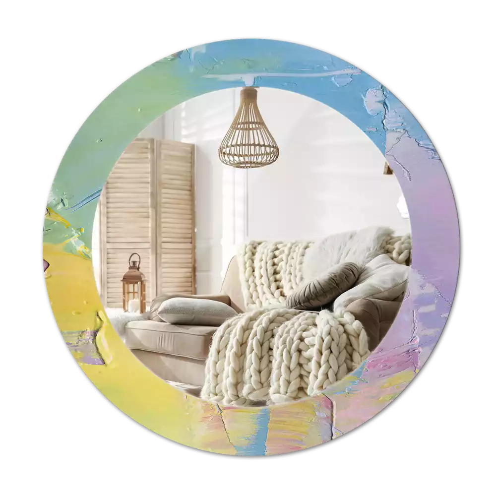 Kerek tükör fali dísz Olajfesték textúra