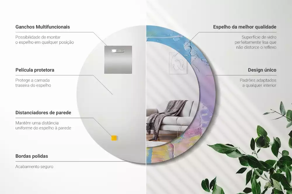 Kerek tükör fali dísz Olajfesték textúra