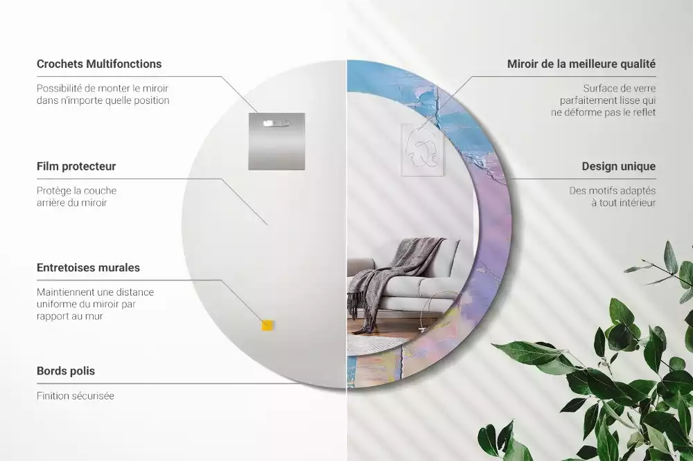 Kerek tükör fali dísz Olajfesték textúra