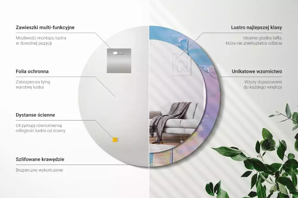 Kerek tükör fali dísz Olajfesték textúra