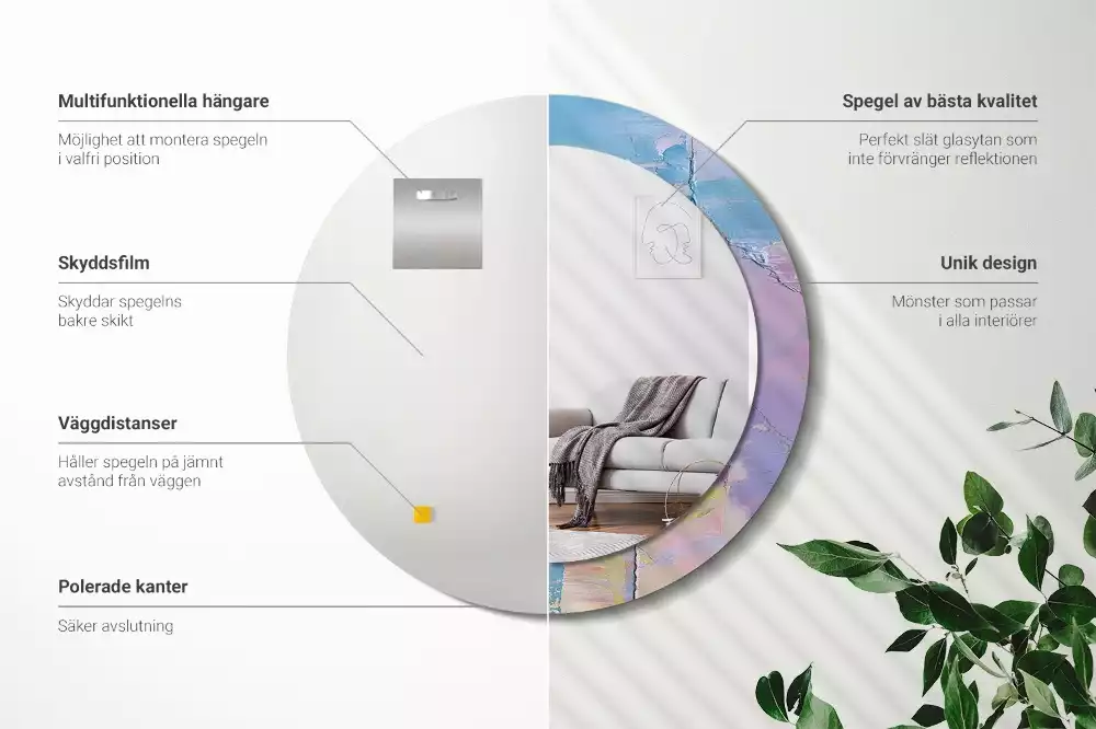 Kerek tükör fali dísz Olajfesték textúra