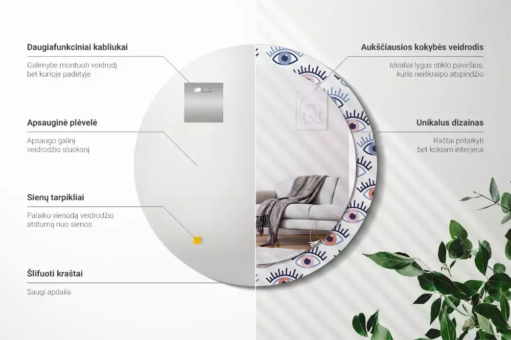 Kerek tükör fali dísz Szemek