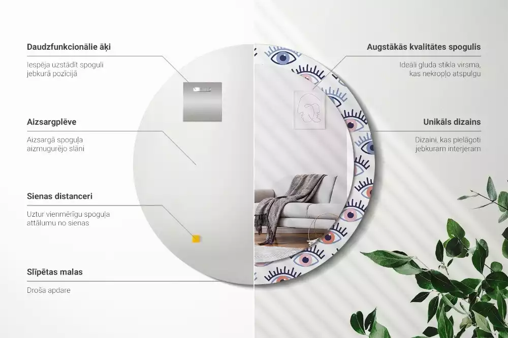 Kerek tükör fali dísz Szemek