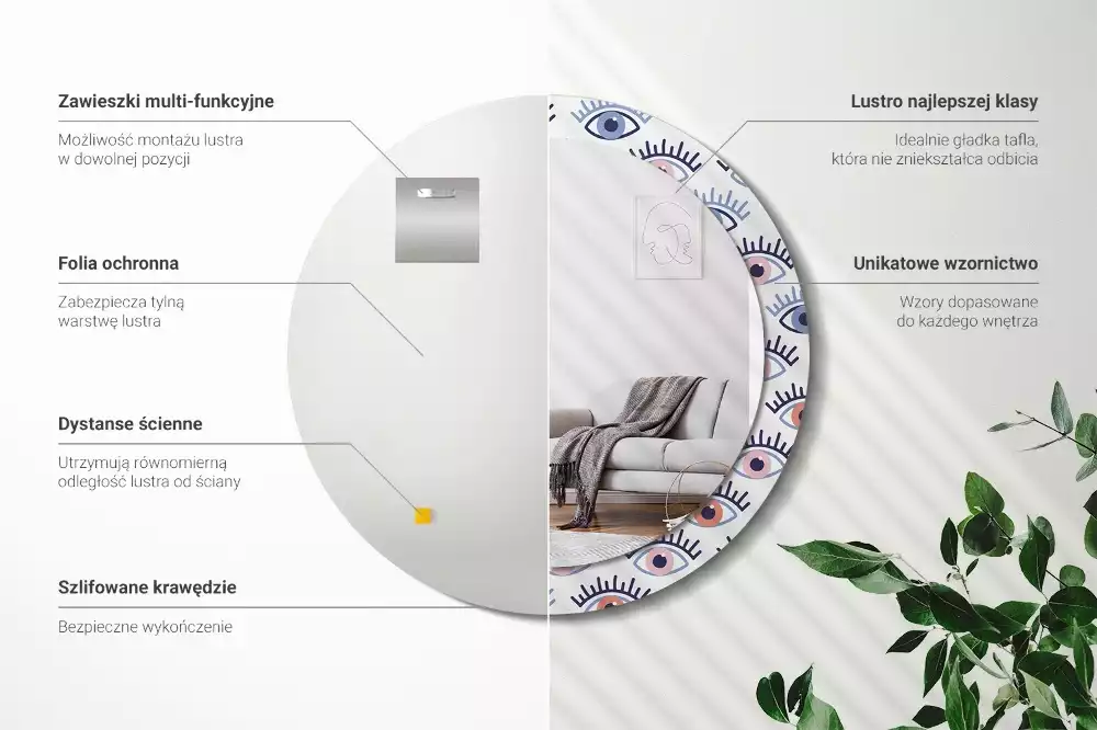 Kerek tükör fali dísz Szemek