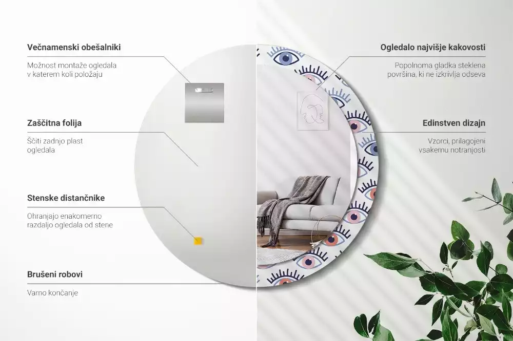 Kerek tükör fali dísz Szemek