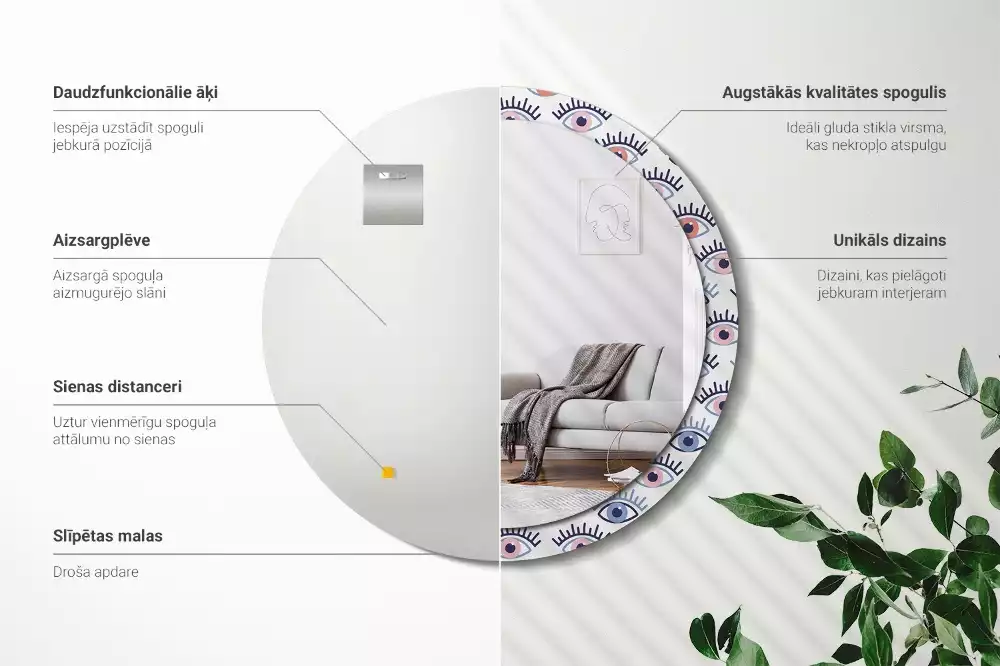 Kerek tükör fali dísz Szemek