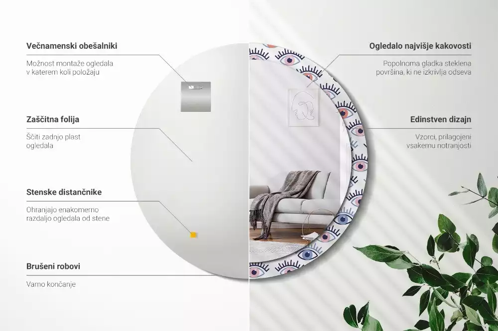 Kerek tükör fali dísz Szemek