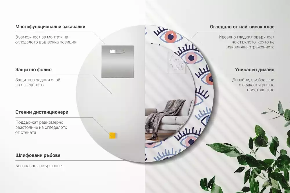 Kerek tükör fali dísz Szemek