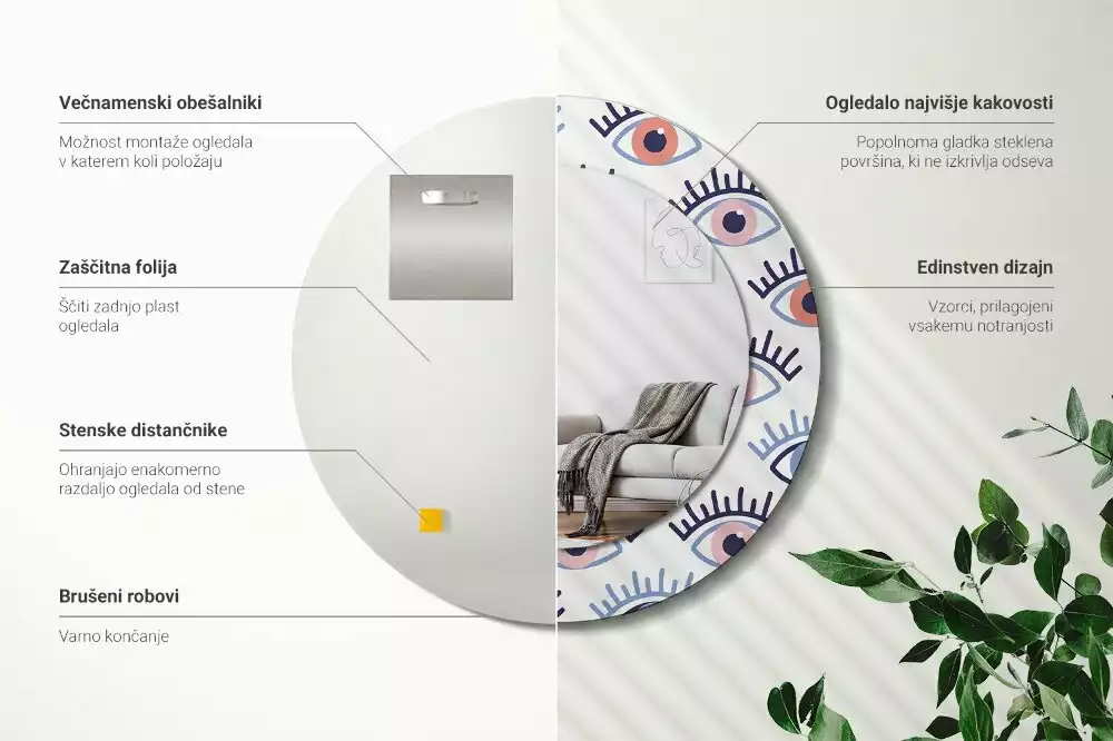 Kerek tükör fali dísz Szemek