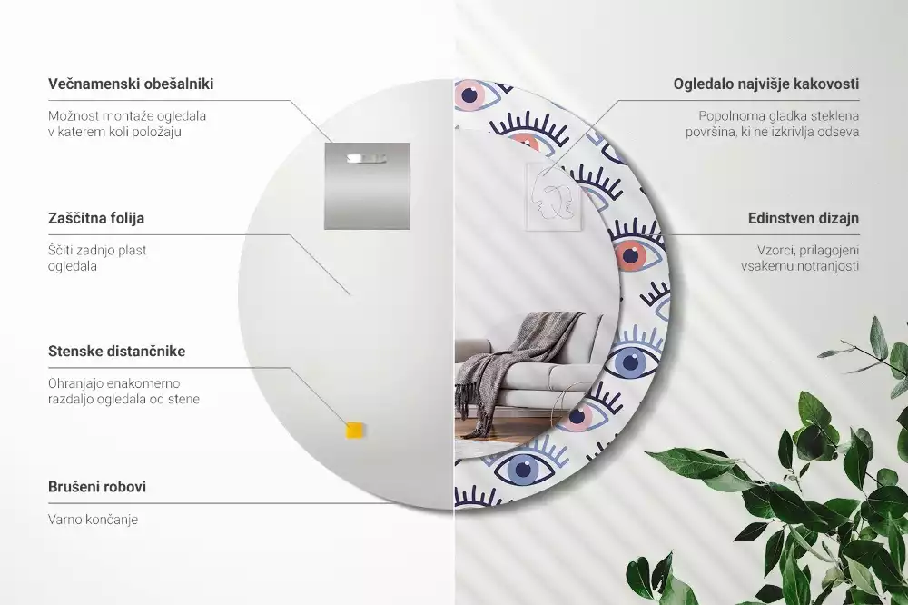 Kerek tükör fali dísz Szemek