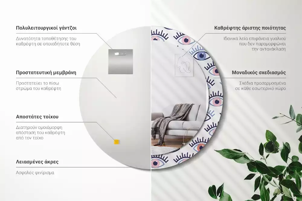 Kerek tükör fali dísz Szemek