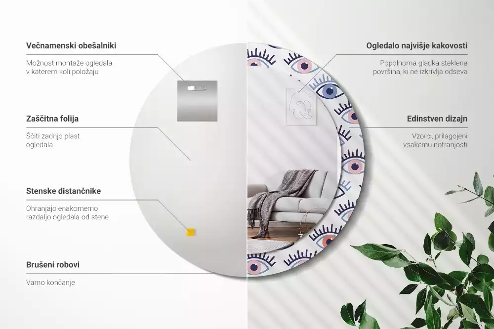 Kerek tükör fali dísz Szemek