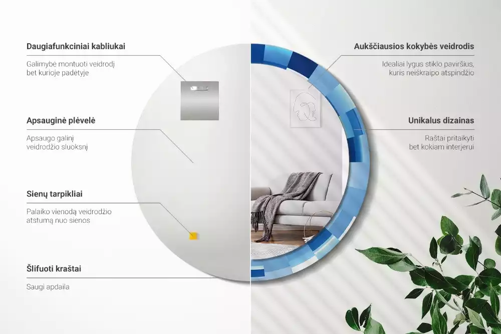 Kerek tükör fali dísz Kék absztrakt