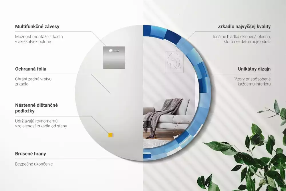 Kerek tükör fali dísz Kék absztrakt