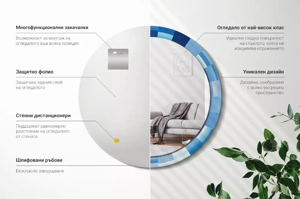 Kerek tükör fali dísz Kék absztrakt