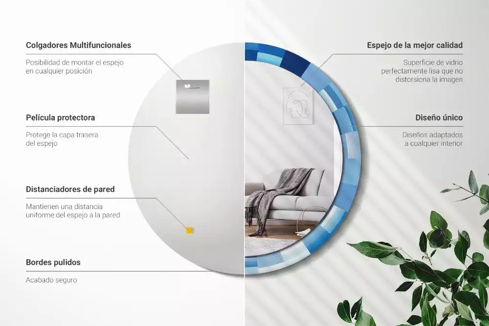 Kerek tükör fali dísz Kék absztrakt