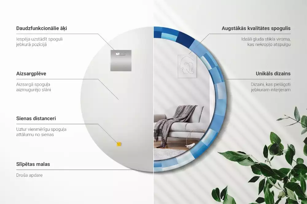 Kerek tükör fali dísz Kék absztrakt