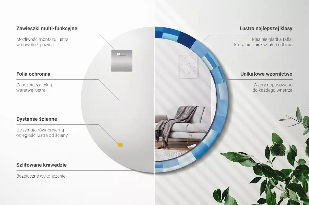 Kerek tükör fali dísz Kék absztrakt