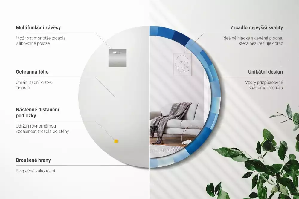 Kerek tükör fali dísz Kék absztrakt