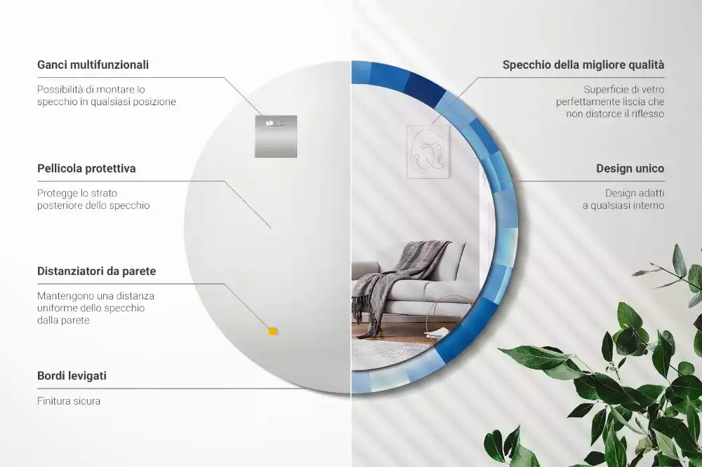 Kerek tükör fali dísz Kék absztrakt