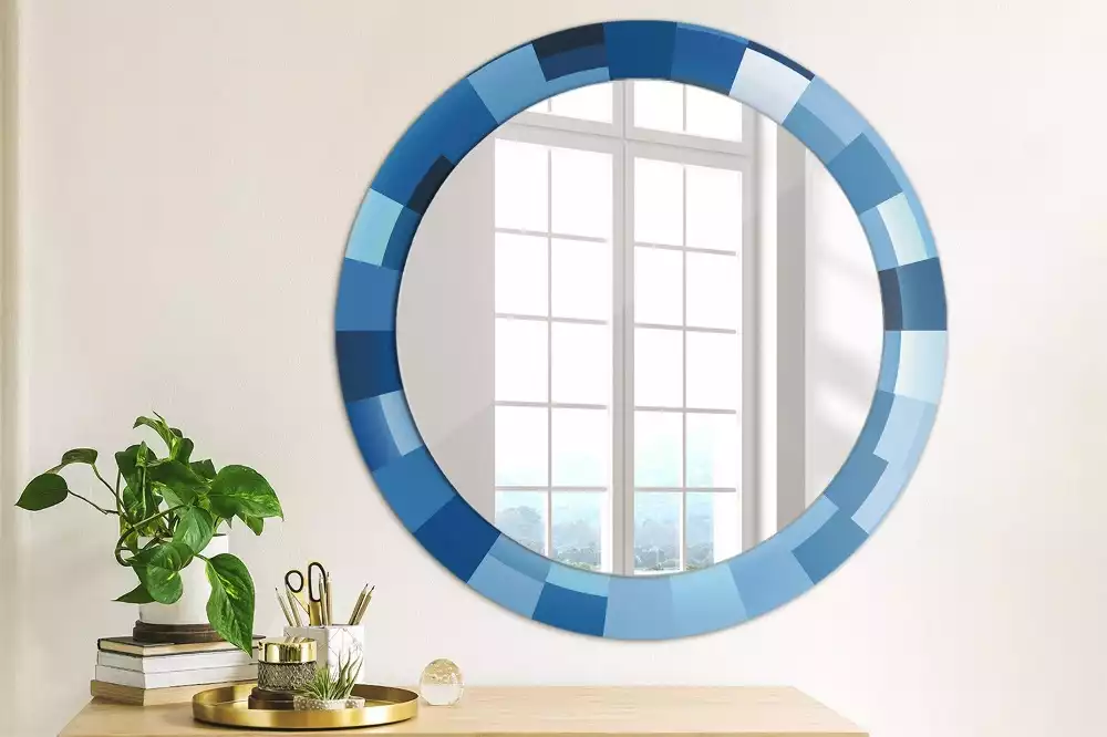 Kerek tükör fali dísz Kék absztrakt