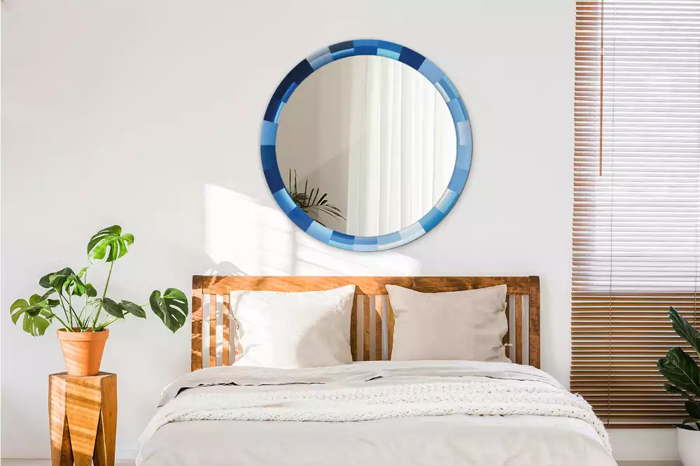 Kerek tükör fali dísz Kék absztrakt