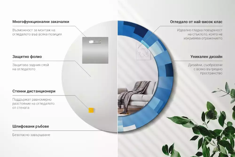 Kerek tükör fali dísz Kék absztrakt