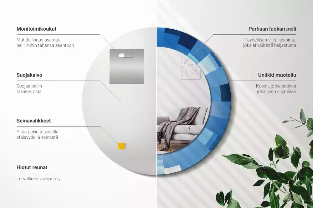 Kerek tükör fali dísz Kék absztrakt