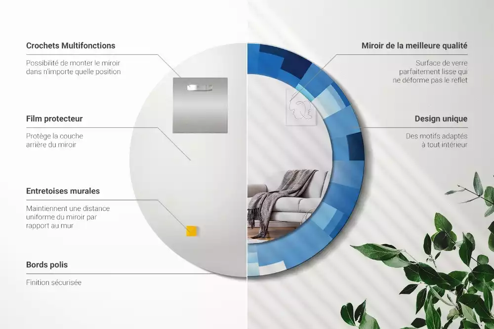 Kerek tükör fali dísz Kék absztrakt