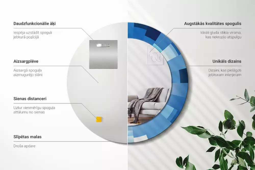 Kerek tükör fali dísz Kék absztrakt