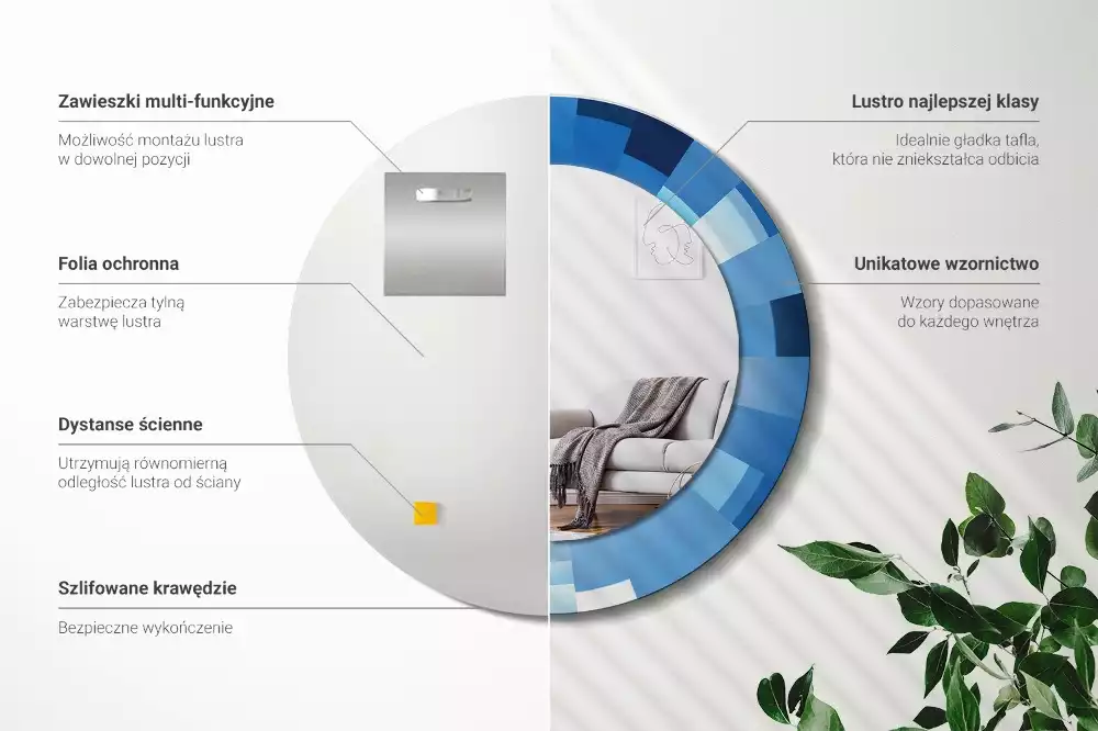 Kerek tükör fali dísz Kék absztrakt