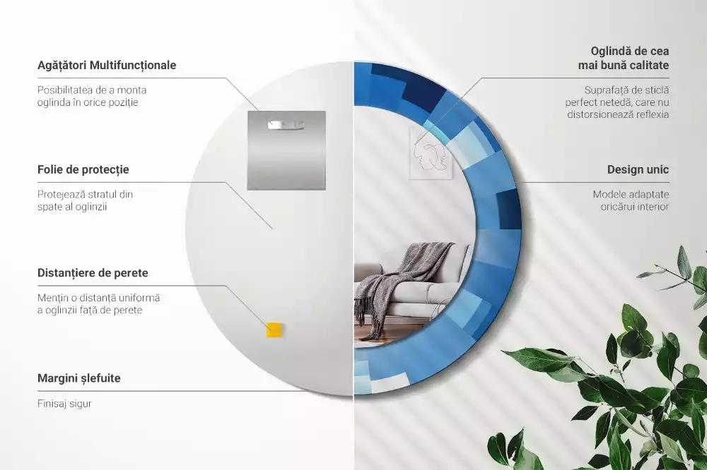 Kerek tükör fali dísz Kék absztrakt