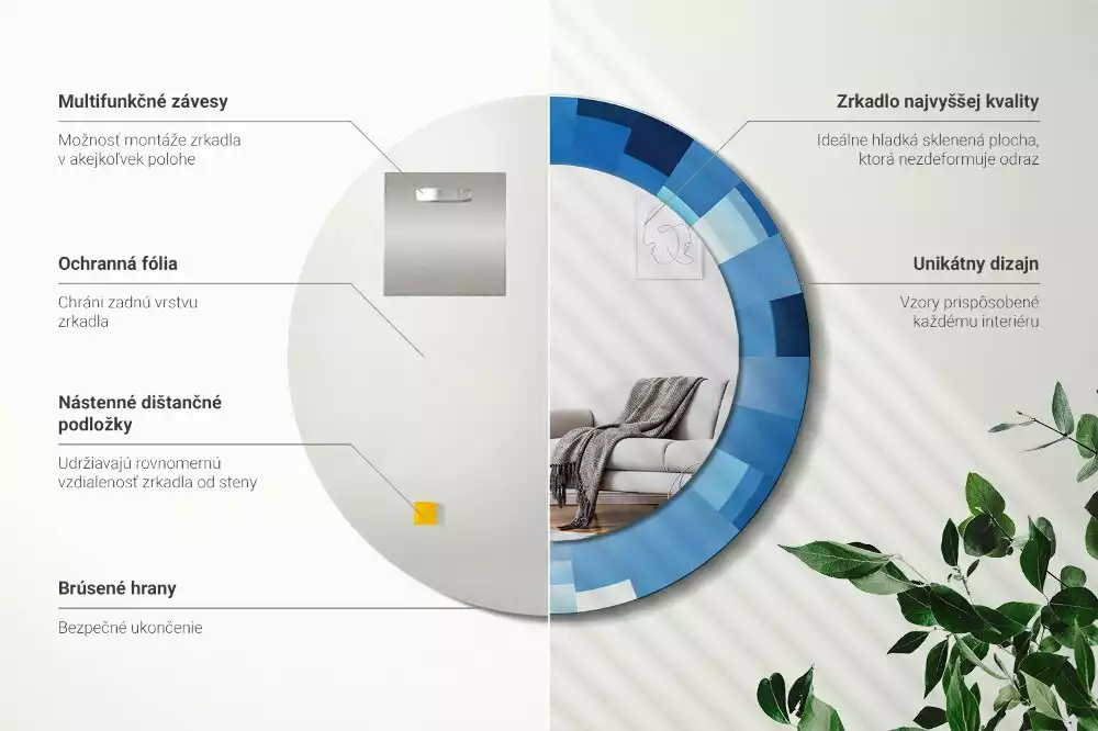 Kerek tükör fali dísz Kék absztrakt