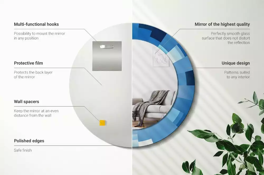 Kerek tükör fali dísz Kék absztrakt