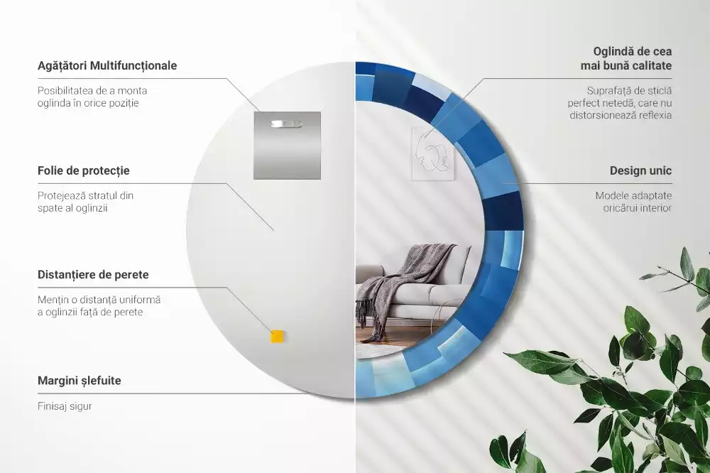 Kerek tükör fali dísz Kék absztrakt