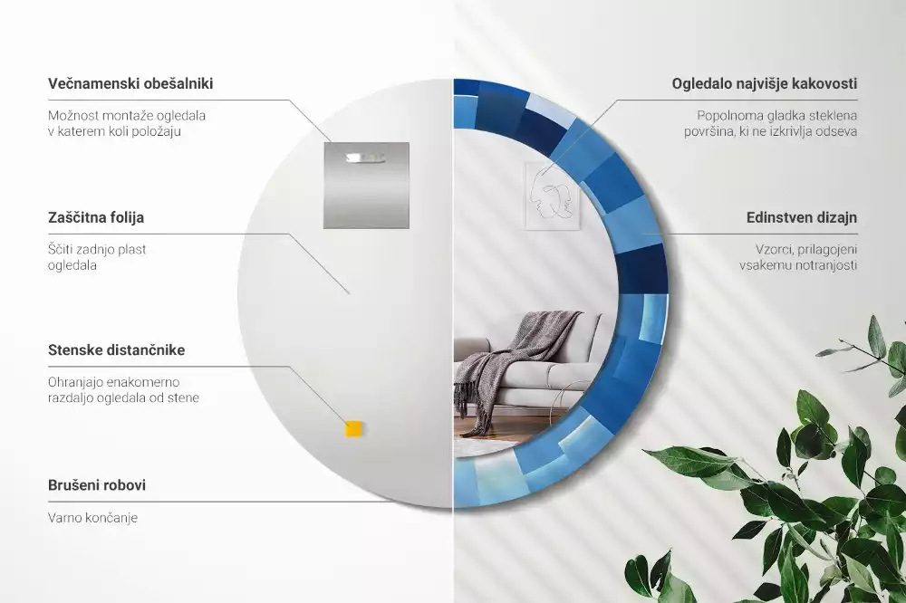 Kerek tükör fali dísz Kék absztrakt